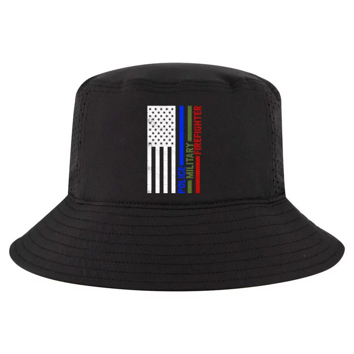 Thin Blue Green Red Lines Police Military Firefighter Cool Comfort Performance Bucket Hat