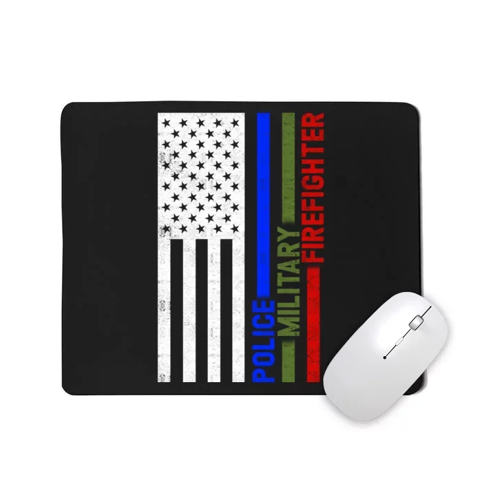 Thin Blue Green Red Lines Police Military Firefighter Mousepad