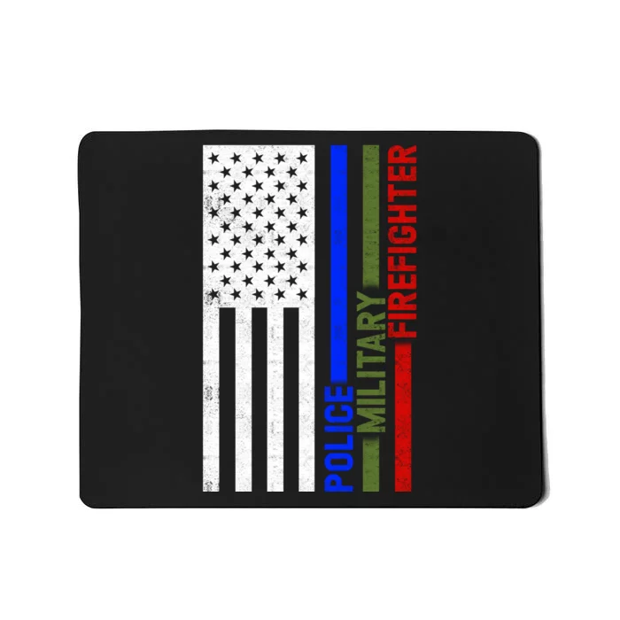 Thin Blue Green Red Lines Police Military Firefighter Mousepad