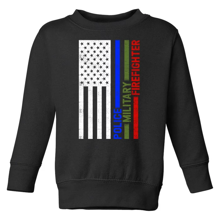 Thin Blue Green Red Lines Police Military Firefighter Toddler Sweatshirt