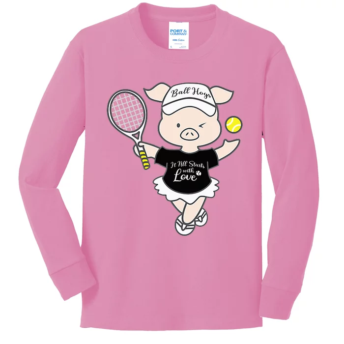 Tennis Ball Hogs Kids Long Sleeve Shirt