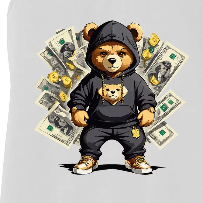 Teddy Bear Hustler Buisness Bear Dollar Street Clothes Women's Racerback Tank