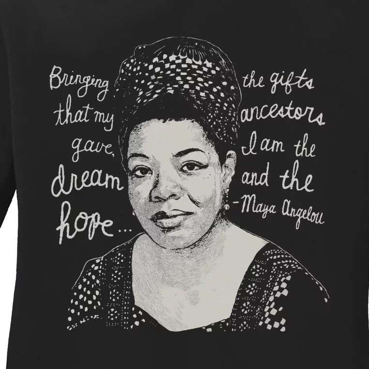 Trendy Black History Maya Angelou Quote Ladies Long Sleeve Shirt