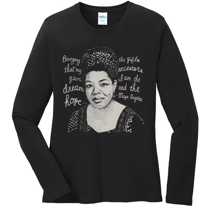 Trendy Black History Maya Angelou Quote Ladies Long Sleeve Shirt