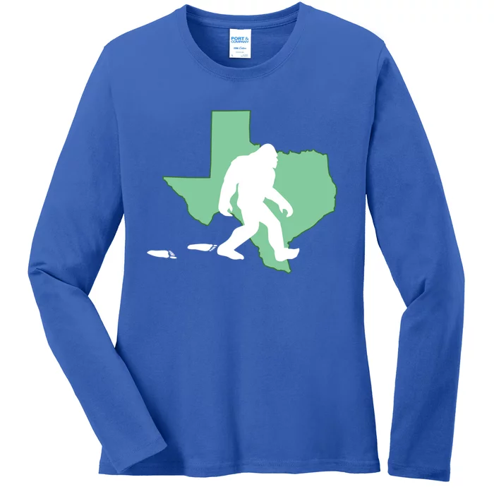 Texas Bigfoot Hunter State Funny Gift Ladies Long Sleeve Shirt