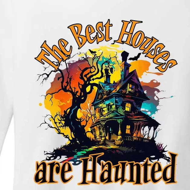 The Best Houses Are Haunted Halloween Design Womens CVC Long Sleeve Shirt