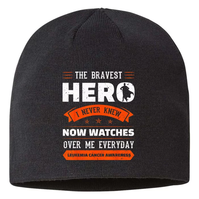 The Bravest Hero I Never Knew Leukemia Cancer Awareness Gift 8 1/2in Sustainable Knit Beanie