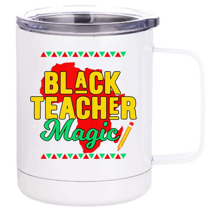 Teach Black History Month Black Teacher African Pride Front & Back 12oz Stainless Steel Tumbler Cup