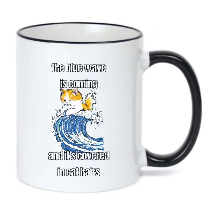 The Blue Humor Wave Is Coming Covered In Cat Hairs Kamala Black Color Changing Mug