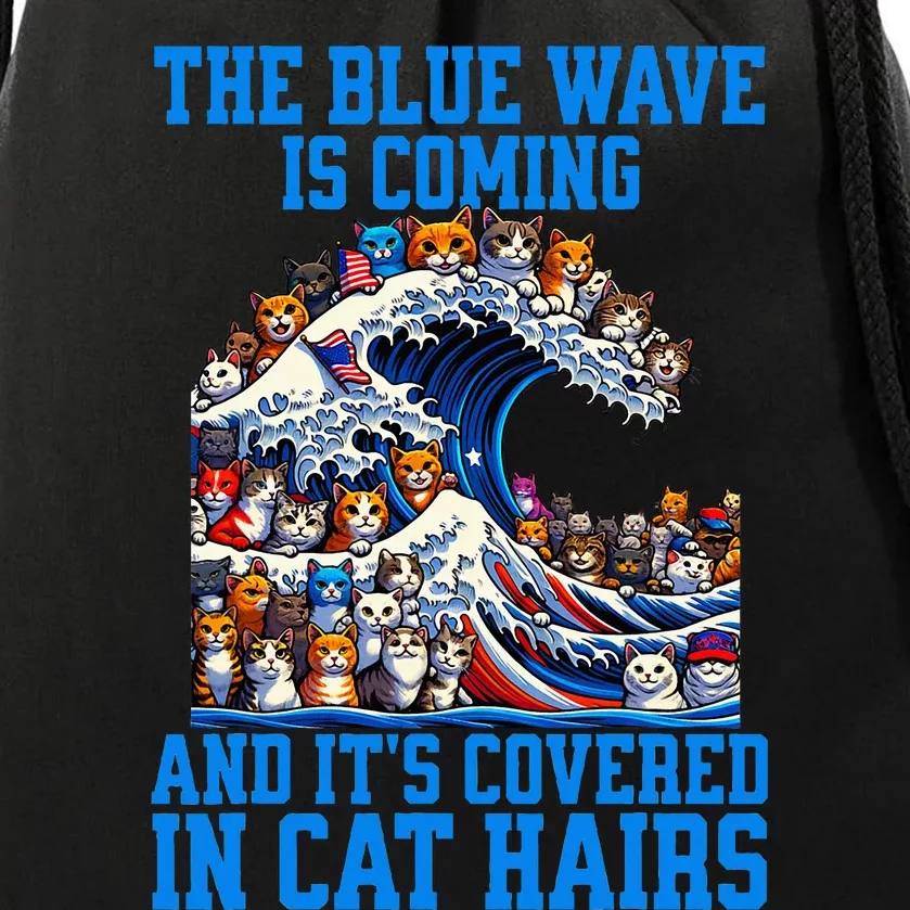 The Blue Humor Wave Is Coming Covered In Cat Hairs Kamala Drawstring Bag