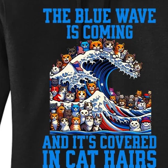 The Blue Humor Wave Is Coming Covered In Cat Hairs Kamala Women's Pullover Hoodie