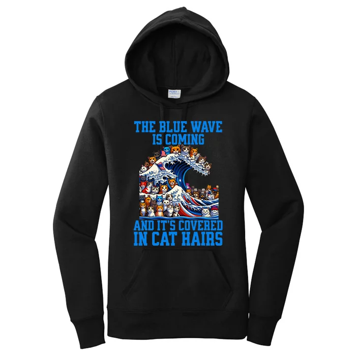 The Blue Humor Wave Is Coming Covered In Cat Hairs Kamala Women's Pullover Hoodie