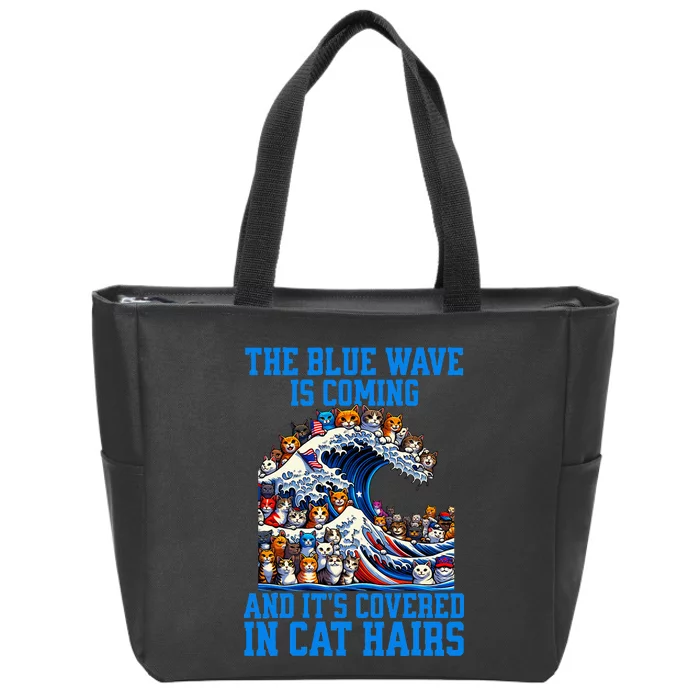 The Blue Humor Wave Is Coming Covered In Cat Hairs Kamala Zip Tote Bag