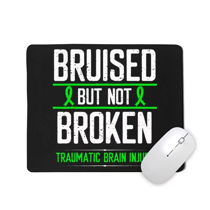 Traumatic Brain Injury Awareness Bruised Broken Green Ribbon Mousepad