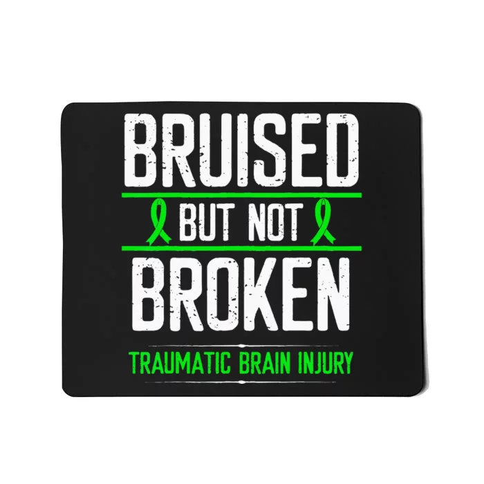 Traumatic Brain Injury Awareness Bruised Broken Green Ribbon Mousepad