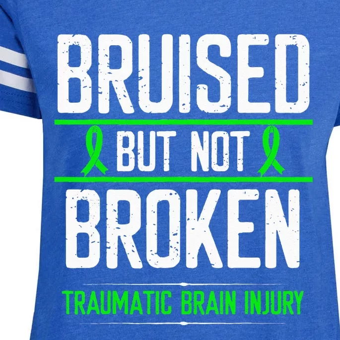 Traumatic Brain Injury Awareness Bruised Broken Green Ribbon Enza Ladies Jersey Football T-Shirt