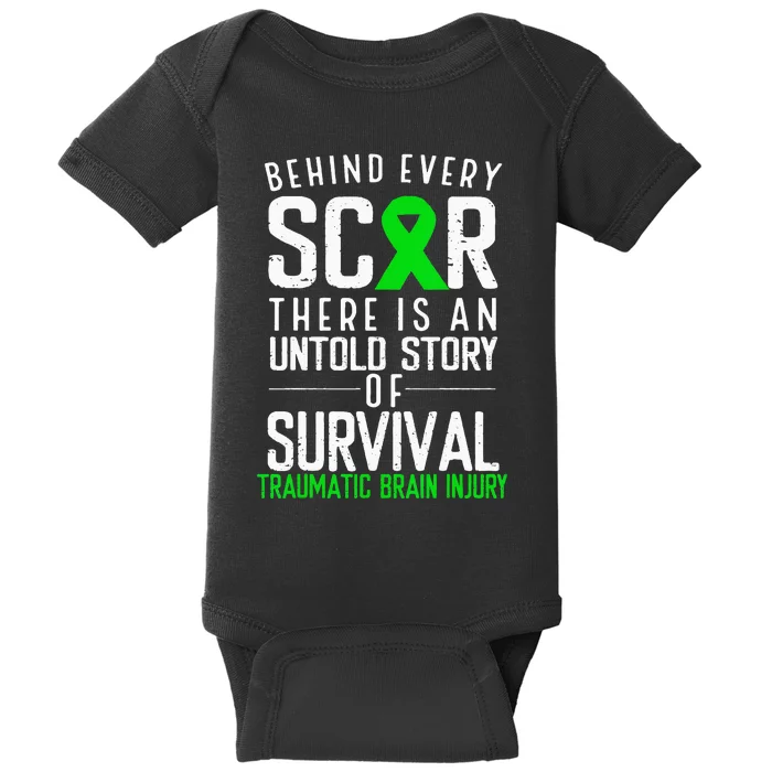 Traumatic Brain Injury Awareness Every Scar Green Ribbon Baby Bodysuit