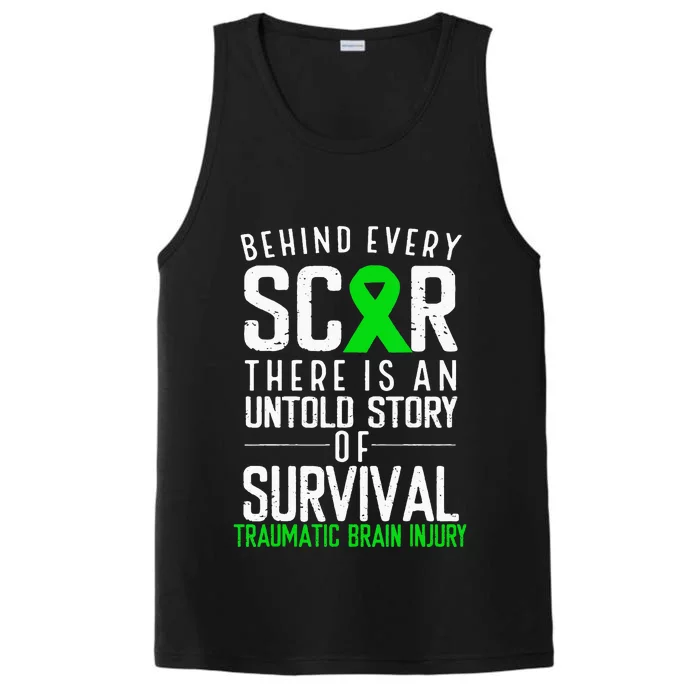 Traumatic Brain Injury Awareness Every Scar Green Ribbon Performance Tank