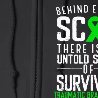 Traumatic Brain Injury Awareness Every Scar Green Ribbon Full Zip Hoodie