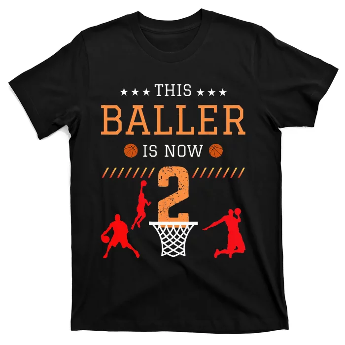 This Baller Is Now 2 Basketball Lover Funny 2th Birthday T-Shirt