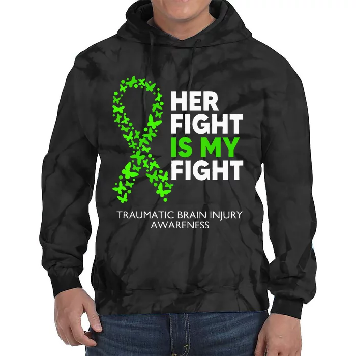 Traumatic Brain Injury Awareness Her Fight Green Ribbon Tie Dye Hoodie