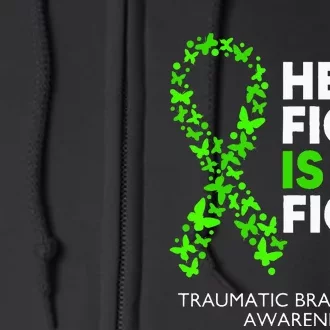 Traumatic Brain Injury Awareness Her Fight Green Ribbon Full Zip Hoodie