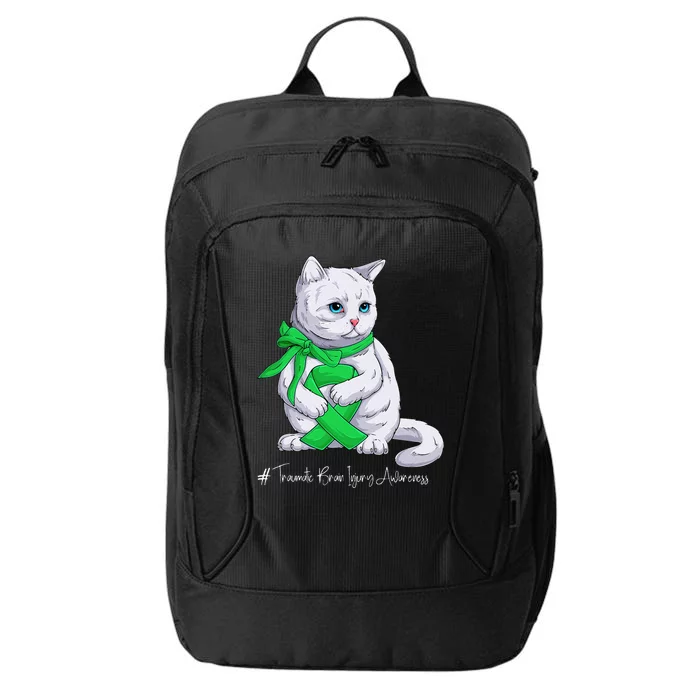 Traumatic Brain Injury Awareness Month Green Ribbon Cat City Backpack