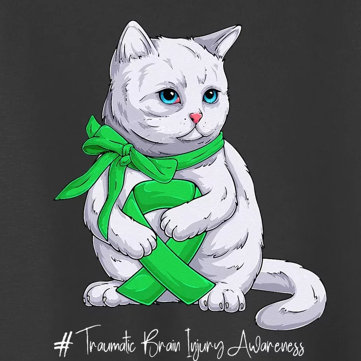 Traumatic Brain Injury Awareness Month Green Ribbon Cat Toddler T-Shirt