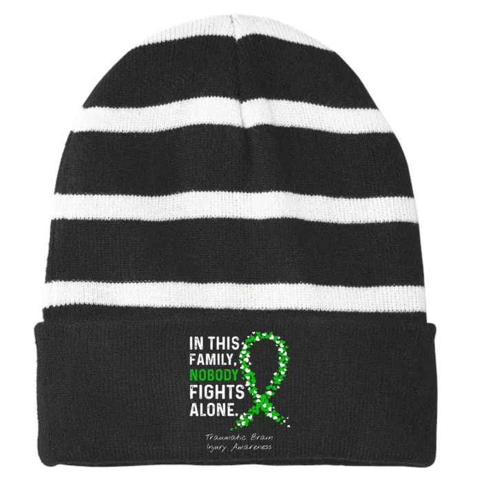 Traumatic Brain Injury In This Family Nobody Fights Alone Striped Beanie with Solid Band