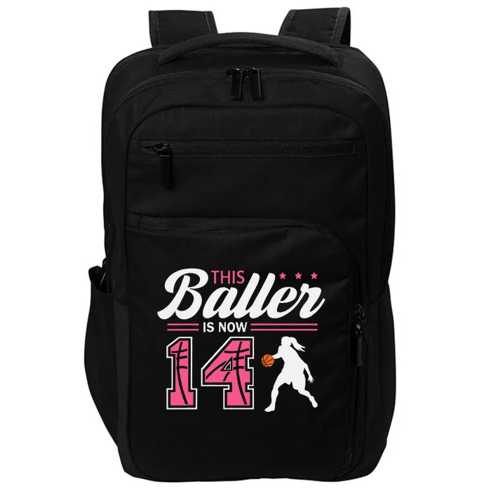 This Baller Is Now 14 Year Old Basketball 14th Birthday Impact Tech Backpack