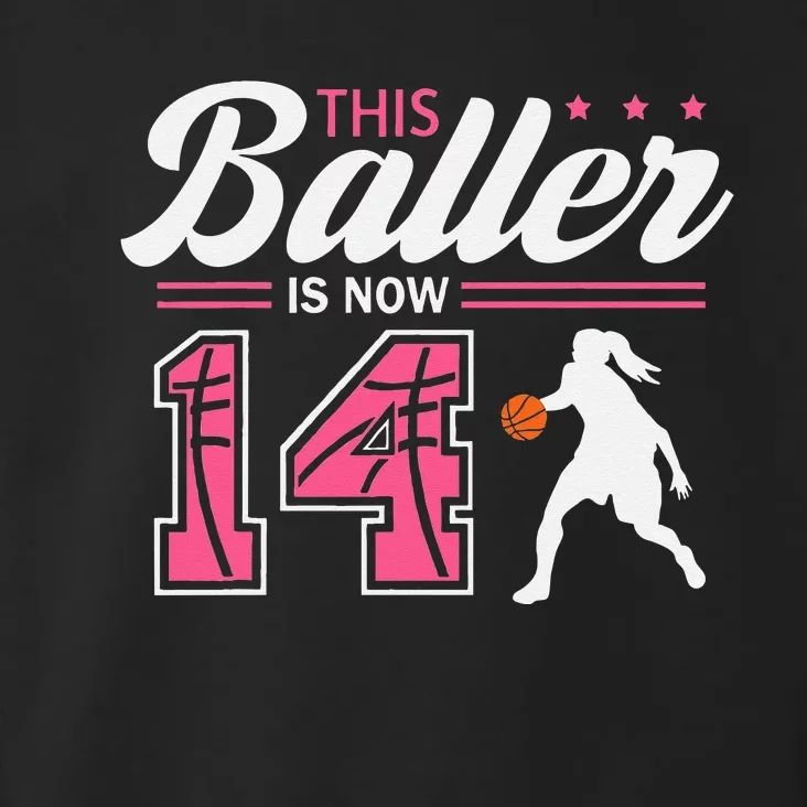 This Baller Is Now 14 Year Old Basketball 14th Birthday Toddler Hoodie