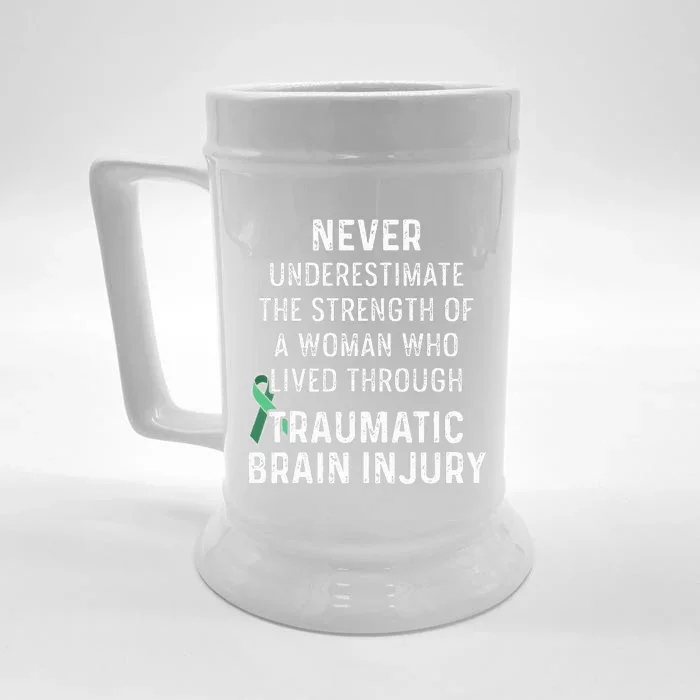 Traumatic Brain Injury Survivor Strength TBI Warrior Front & Back Beer Stein