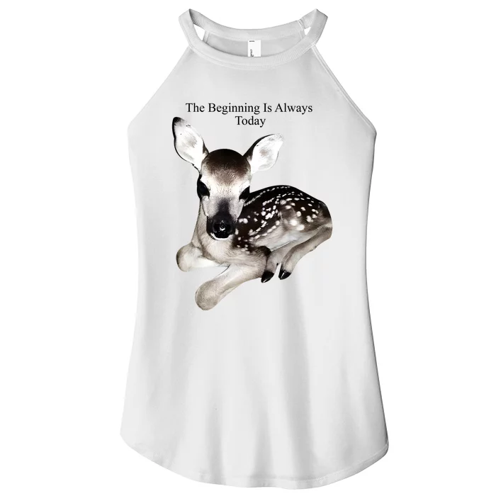 The Beginning Is Always Today Deer Women’s Perfect Tri Rocker Tank