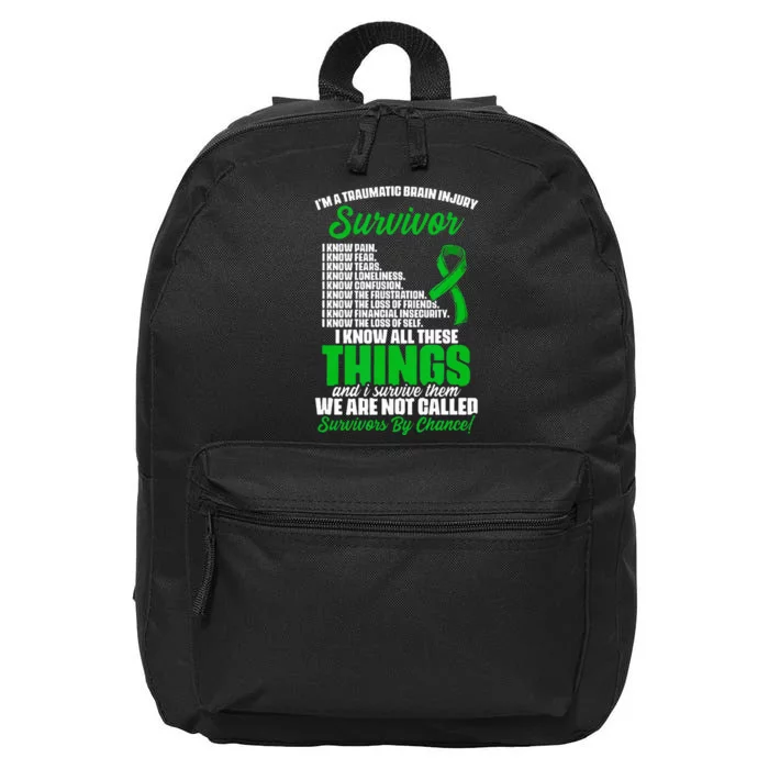 Traumatic Brain Injury Survivor Support TBI Survivor 16 in Basic Backpack