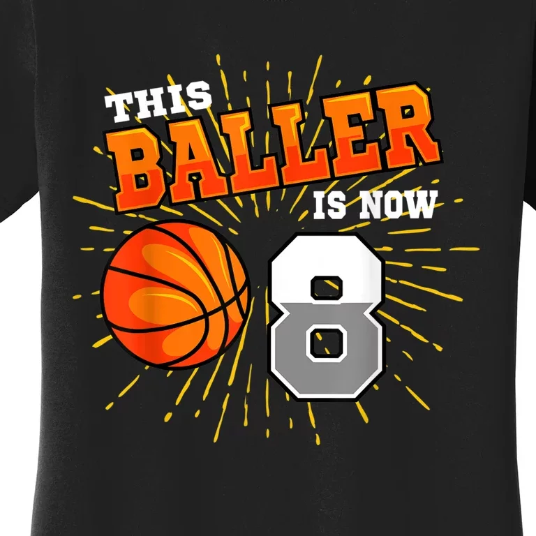 This Baller Is Now 8 Basketball 8th Birthday Party Women's T-Shirt