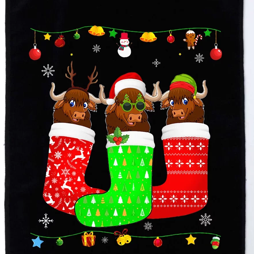 Three Bison In Christmas Socks Matching Xmas Pajama Platinum Collection Golf Towel