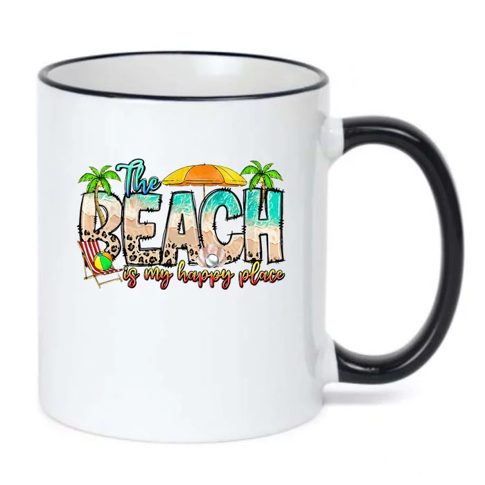 The Beach Is My Happy Place Vacation Summer Black Color Changing Mug