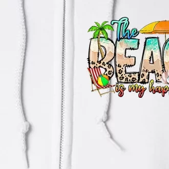 The Beach Is My Happy Place Vacation Summer Full Zip Hoodie