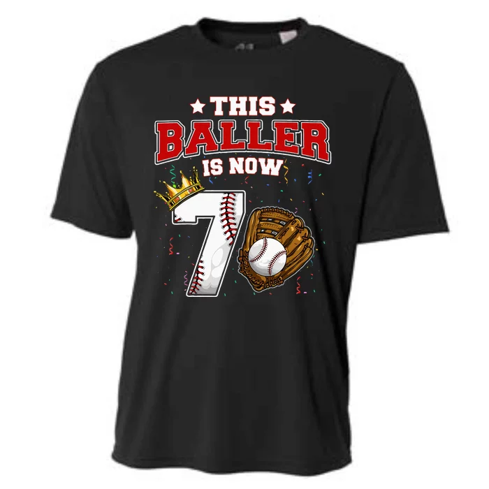 This Baller Is Now 7 Years Old Baseball Players 7th B Day Cooling Performance Crew T-Shirt