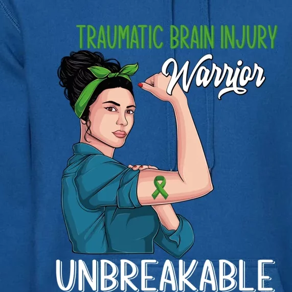 Traumatic Brain Injury Awareness Warrior Unbreakable Gift Premium Hoodie