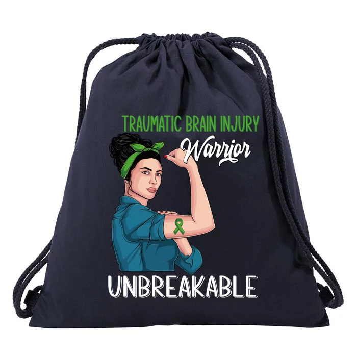 Traumatic Brain Injury Awareness Warrior Unbreakable Gift Drawstring Bag