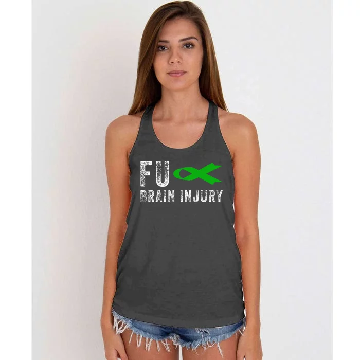 Traumatic Brain Injury Awareness Fu Traumatic Brain Injury Women's Knotted Racerback Tank