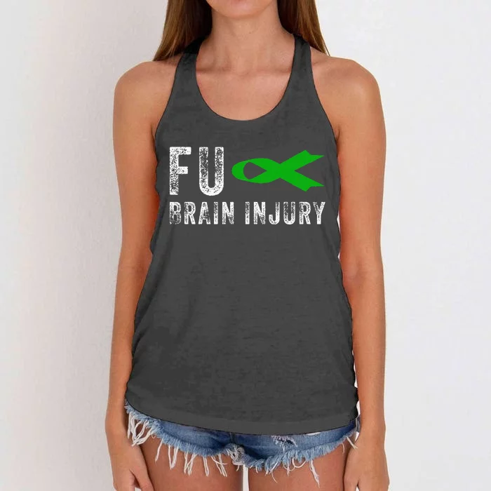 Traumatic Brain Injury Awareness Fu Traumatic Brain Injury Women's Knotted Racerback Tank