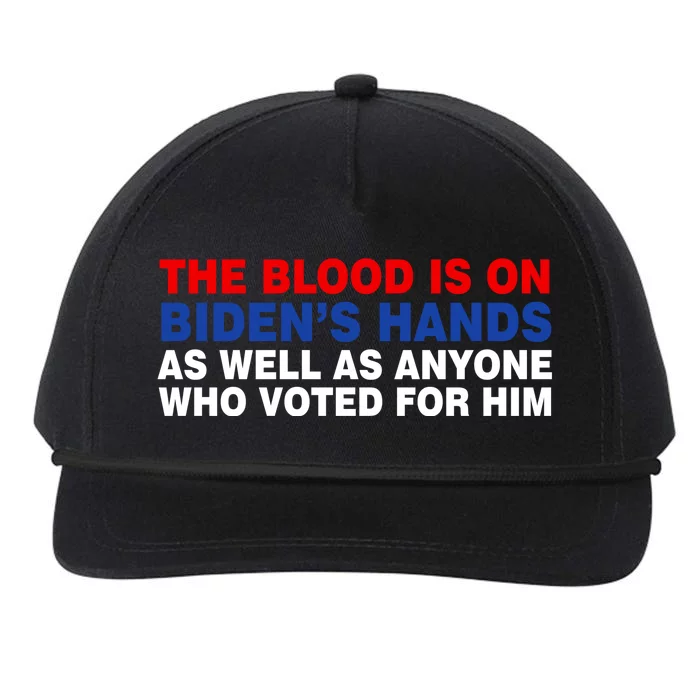 The Blood Is On Biden's Hands Snapback Five-Panel Rope Hat