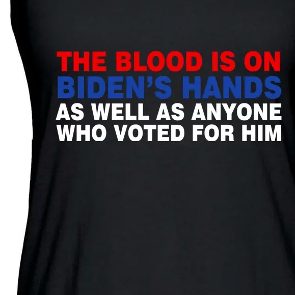 The Blood Is On Biden's Hands Ladies Essential Flowy Tank