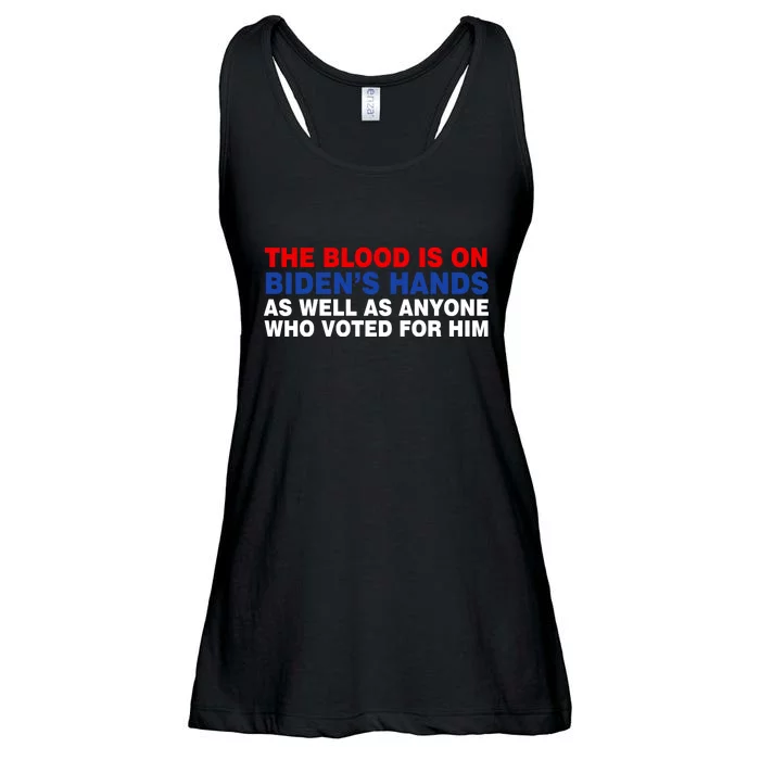 The Blood Is On Biden's Hands Ladies Essential Flowy Tank