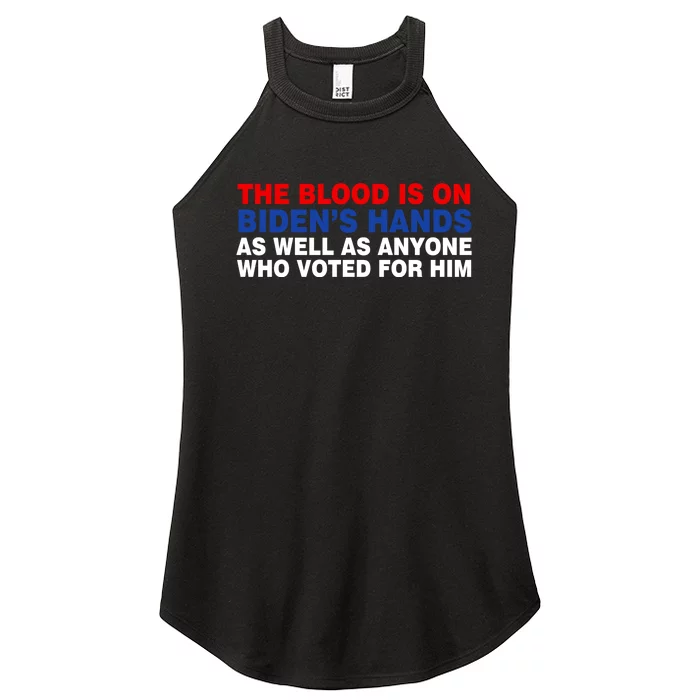 The Blood Is On Biden's Hands Women’s Perfect Tri Rocker Tank