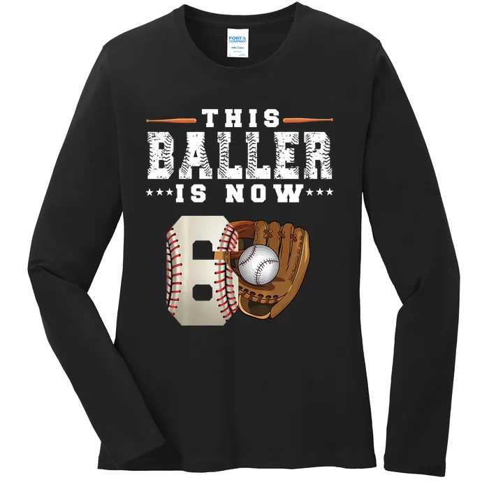 The Baller Is Now Baseball Player Lover Trending Gift Idea Ladies Long Sleeve Shirt