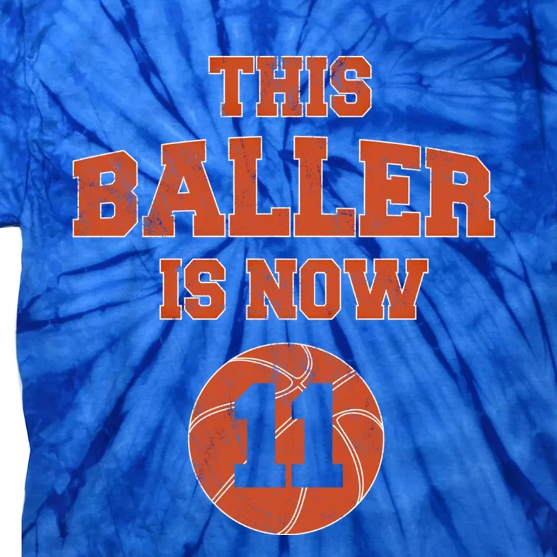 This Baller Is Now 11 Cute Gift 11th Birthday Basketball Great Gift Tie-Dye T-Shirt