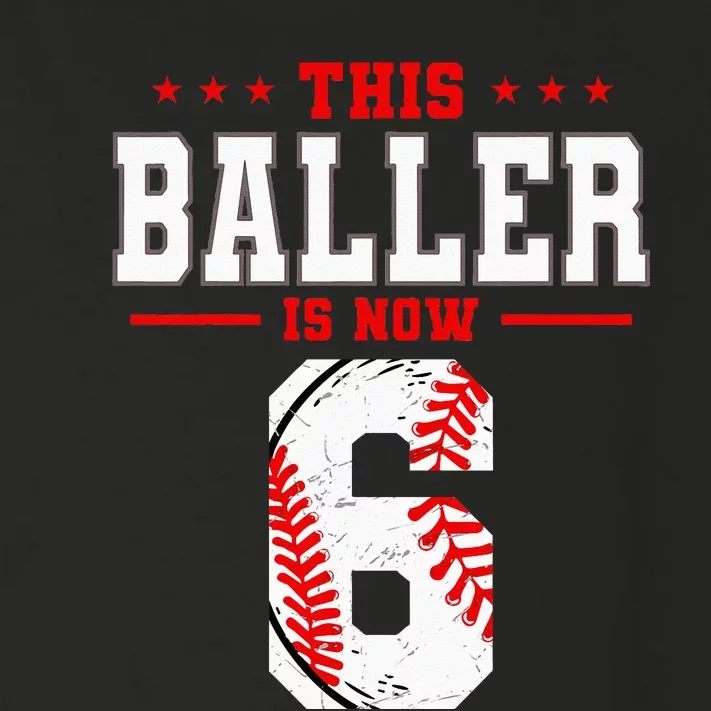 This Baller Is Now 6 Birthday Baseball Theme Bday Party Toddler Long Sleeve Shirt